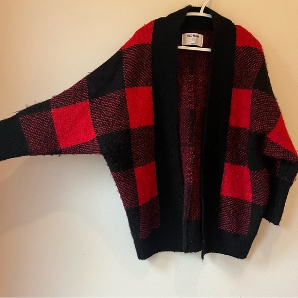 Old Navy Buffalo Plaid Open Cardigan XS-S Cozy Chunky Knit Fall Winter Layering - Picture 4 of 7